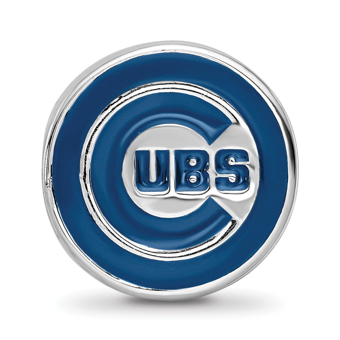 Sterling Silver Rhodium-plated MLB LogoArt Chicago Cubs Enameled Bead