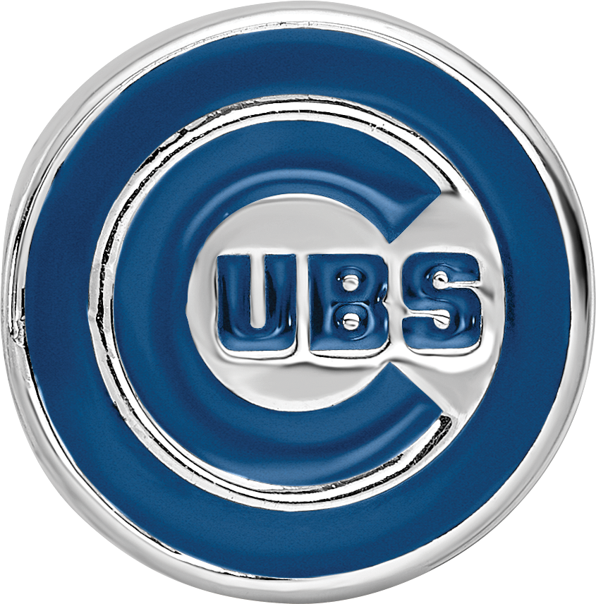 Sterling Silver Rhodium-plated MLB LogoArt Chicago Cubs Enameled Bead