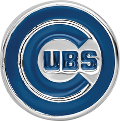 Sterling Silver Rhodium-plated MLB LogoArt Chicago Cubs Enameled Bead