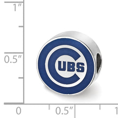 Sterling Silver Rhodium-plated MLB LogoArt Chicago Cubs Enameled Bead