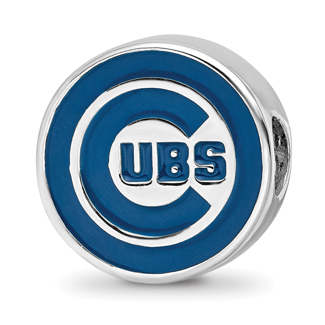 Sterling Silver Rhodium-plated MLB LogoArt Chicago Cubs Enameled Bead