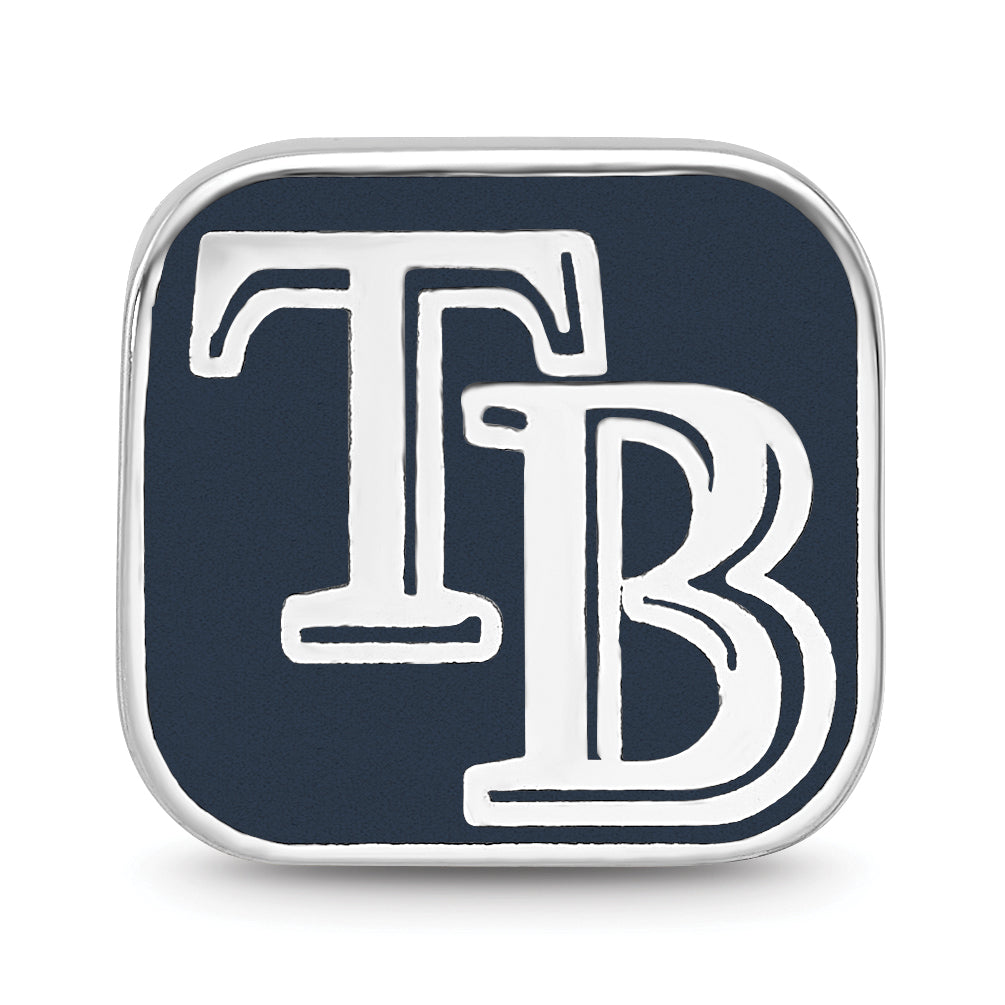 Sterling Silver Rhodium-plated MLB LogoArt Tampa Bay Rays Letters T-B Enameled Bead