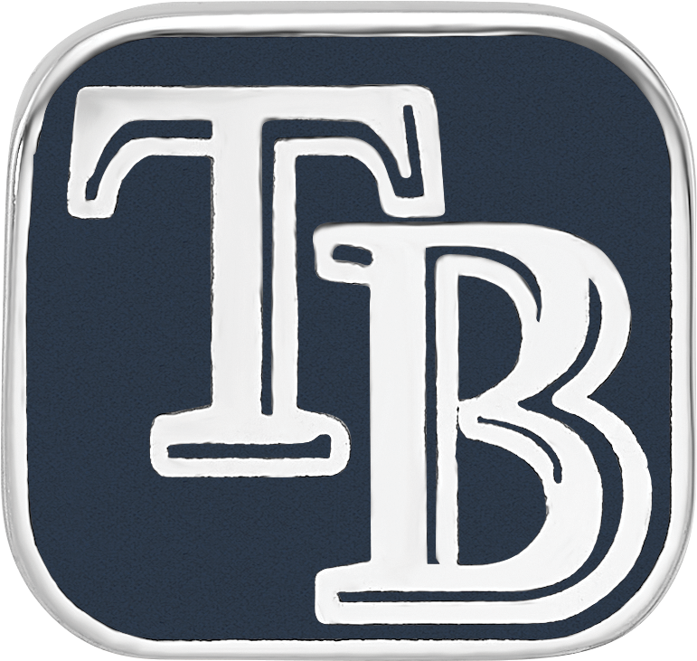 Sterling Silver Rhodium-plated MLB LogoArt Tampa Bay Rays Letters T-B Enameled Bead