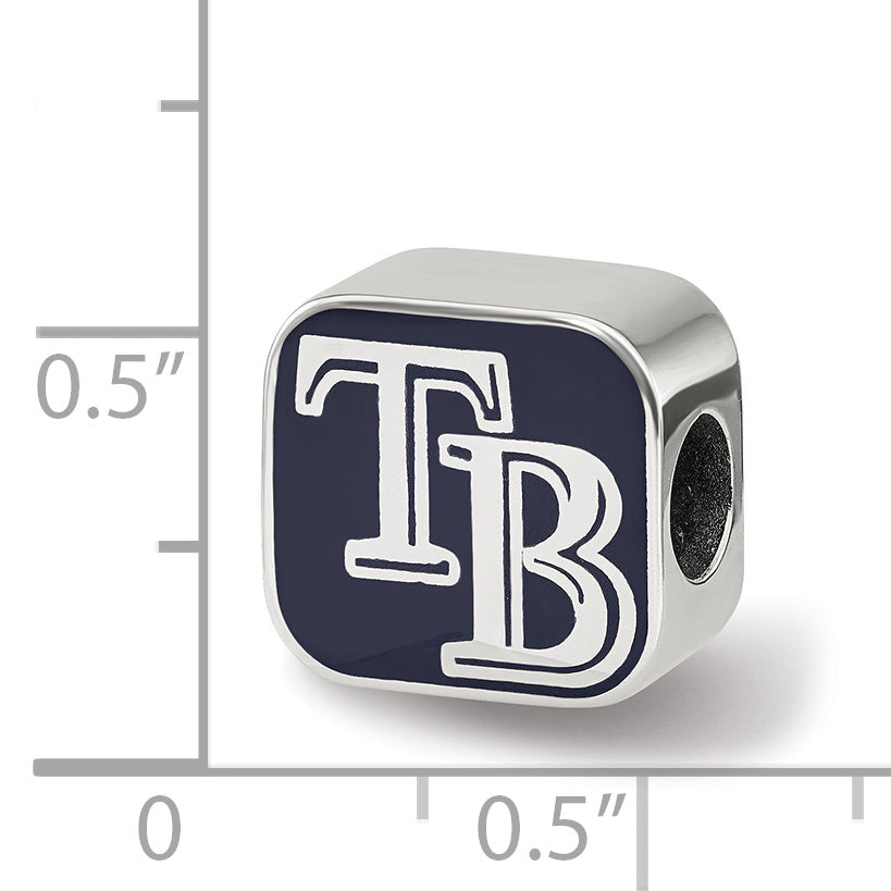 Sterling Silver Rhodium-plated MLB LogoArt Tampa Bay Rays Letters T-B Enameled Bead