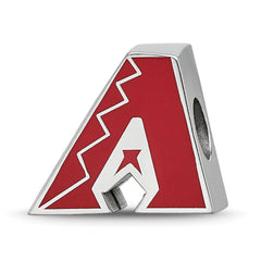 Sterling Silver Rhodium-plated MLB LogoArt Arizona Diamondbacks Enameled Bead