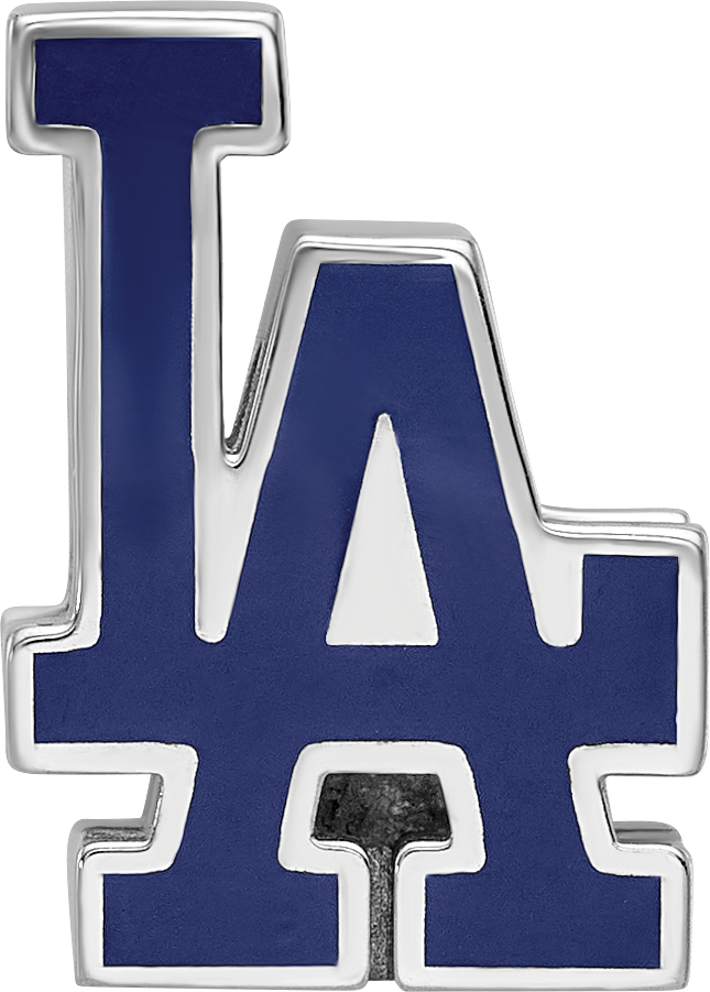 Sterling Silver Rhodium-plated MLB LogoArt Los Angeles Dodgers L-A Enameled Bead