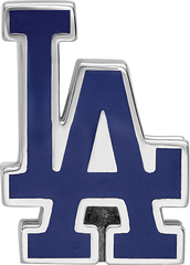 Sterling Silver Rhodium-plated MLB LogoArt Los Angeles Dodgers L-A Enameled Bead