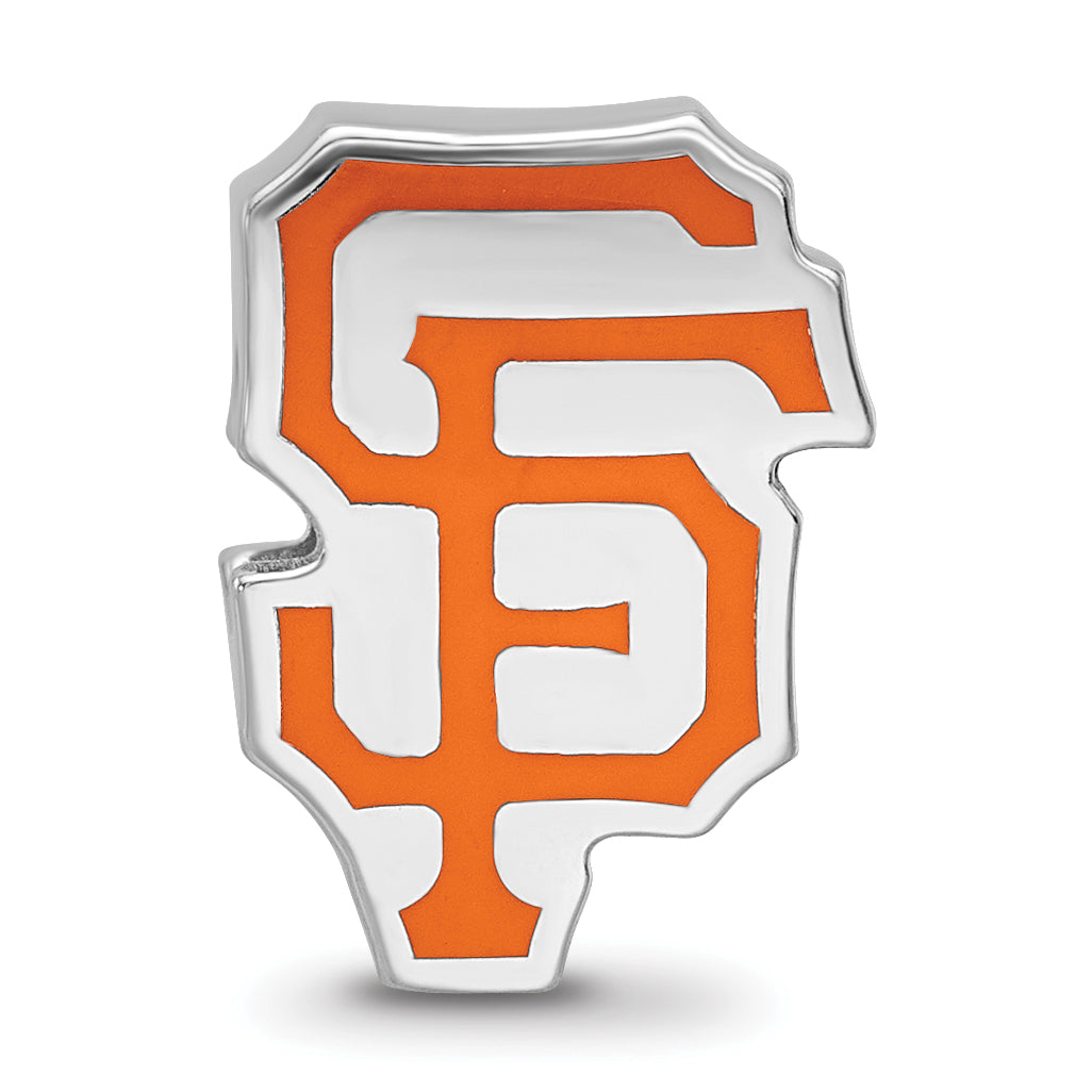 Sterling Silver Rhodium-plated MLB LogoArt San Francisco Giants Letters S-F Enameled Bead