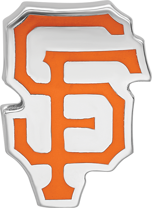 Sterling Silver Rhodium-plated MLB LogoArt San Francisco Giants Letters S-F Enameled Bead