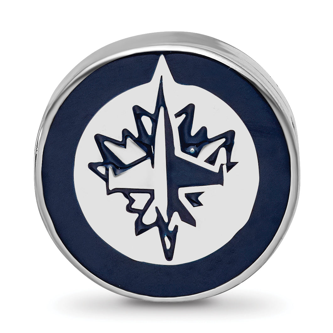 Sterling Silver Rhodium-plated NHL LogoArt Winnipeg Jets Enameled Bead