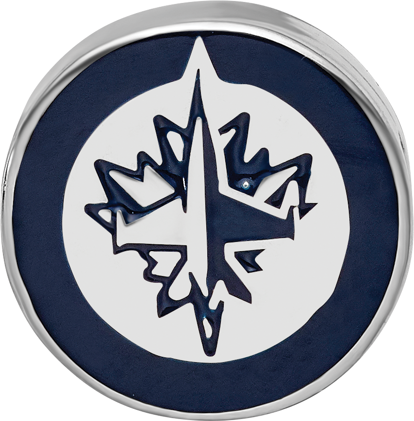 Sterling Silver Rhodium-plated NHL LogoArt Winnipeg Jets Enameled Bead