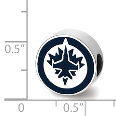 Sterling Silver Rhodium-plated NHL LogoArt Winnipeg Jets Enameled Bead