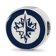 Sterling Silver Rhodium-plated NHL LogoArt Winnipeg Jets Enameled Bead