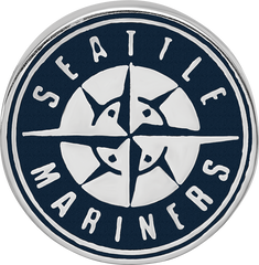 Sterling Silver Rhodium-plated MLB LogoArt Seattle Mariners Enameled Bead