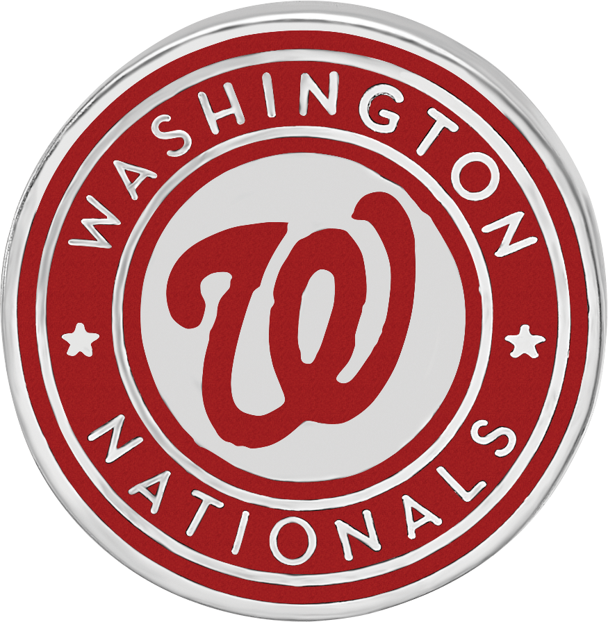 Sterling Silver Rhodium-plated MLB LogoArt Washington Nationals Enameled Bead