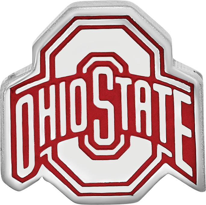 Sterling Silver Rhodium-plated LogoArt The Ohio State University Enameled Extruded Logo Bead