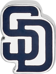 Sterling Silver Rhodium-plated MLB LogoArt San Diego Padres Letters S-D Enameled Bead