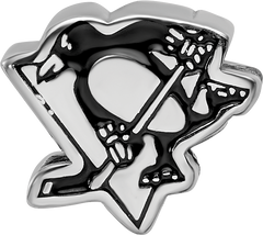 Sterling Silver Rhodium-plated NHL LogoArt Pittsburgh Penguins Logo Enameled Bead