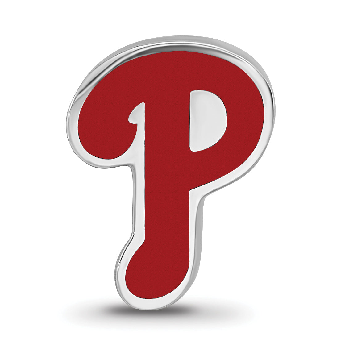 Sterling Silver Rhodium-plated MLB LogoArt Philadelphia Phillies Letter P Enameled Bead