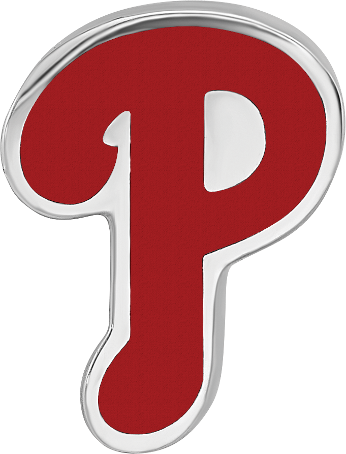 Sterling Silver Rhodium-plated MLB LogoArt Philadelphia Phillies Letter P Enameled Bead