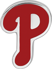 Sterling Silver Rhodium-plated MLB LogoArt Philadelphia Phillies Letter P Enameled Bead