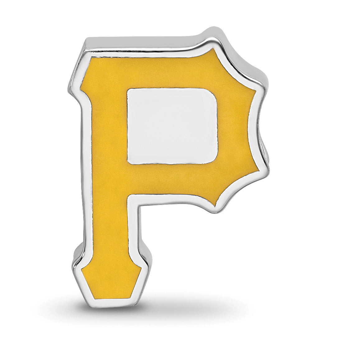 Sterling Silver Rhodium-plated MLB LogoArt Pittsburgh Pirates Letter P Enameled Bead