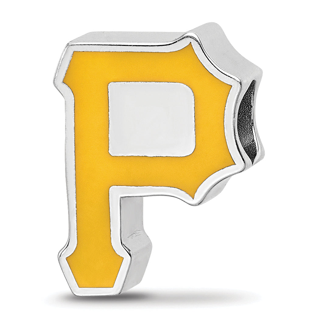 Sterling Silver Rhodium-plated MLB LogoArt Pittsburgh Pirates Letter P Enameled Bead