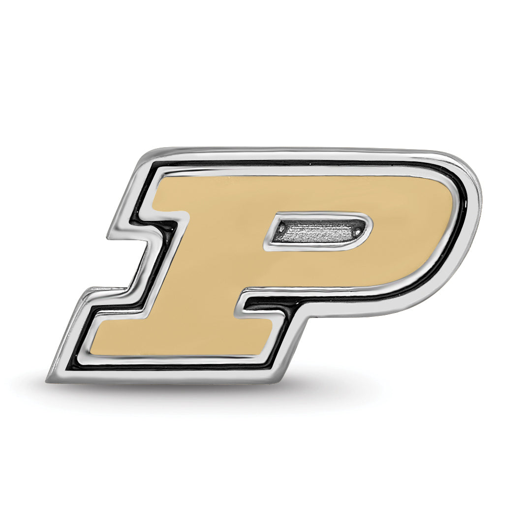 Sterling Silver Rhodium-plated LogoArt Purdue University Letter P Enameled Logo Bead