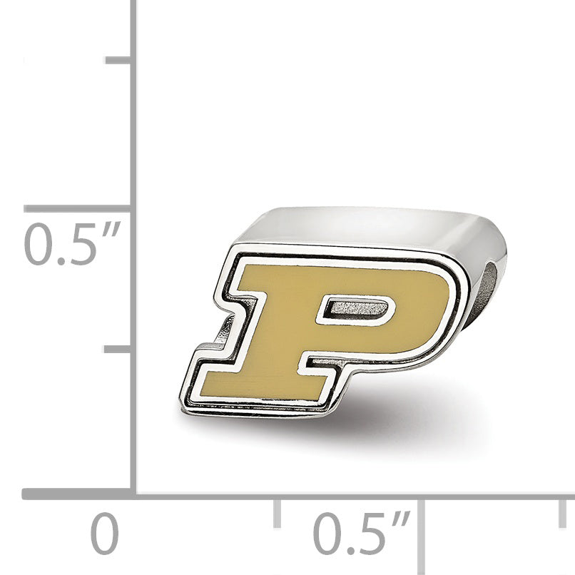 Sterling Silver Rhodium-plated LogoArt Purdue University Letter P Enameled Logo Bead