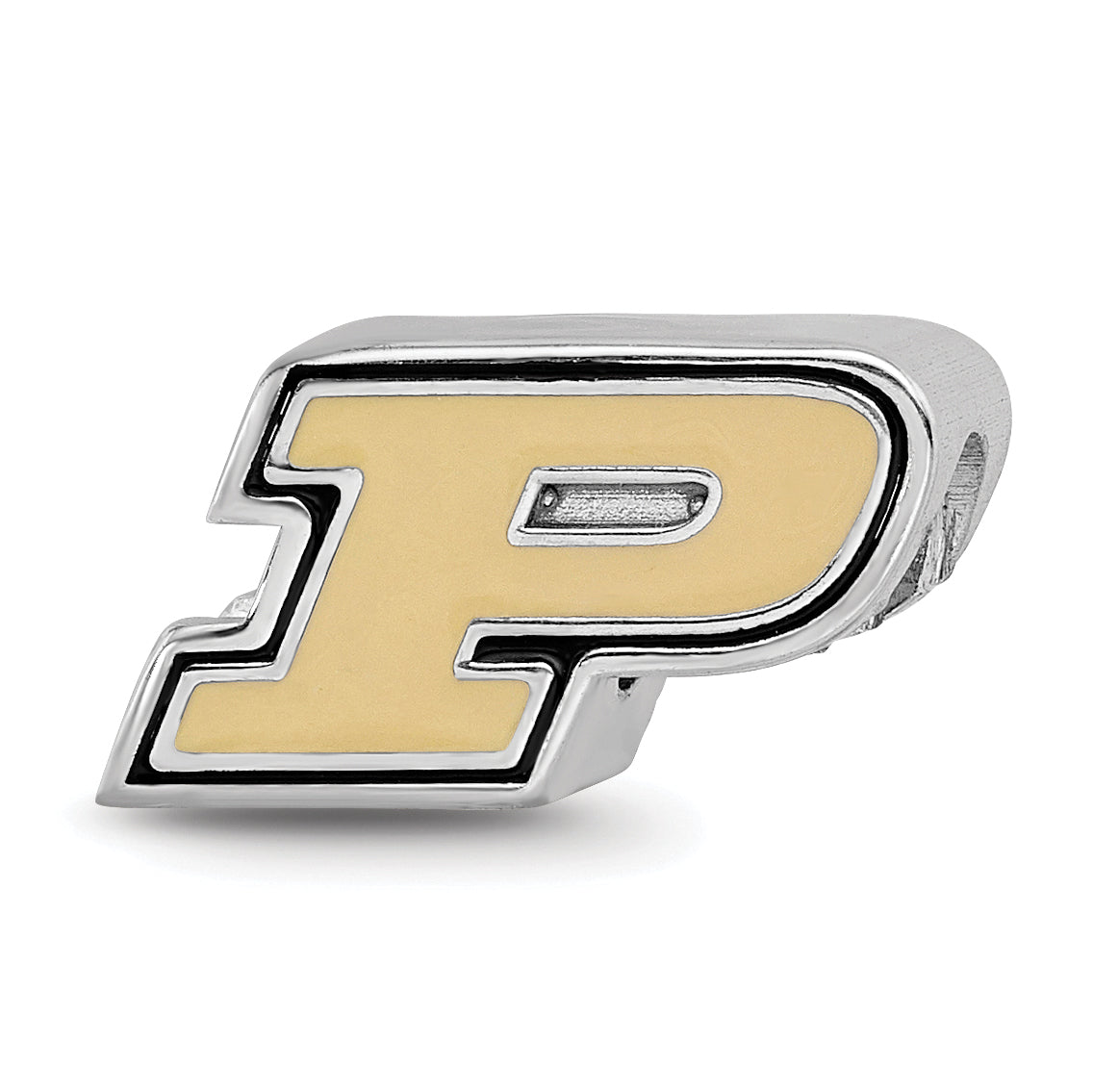 Sterling Silver Rhodium-plated LogoArt Purdue University Letter P Enameled Logo Bead