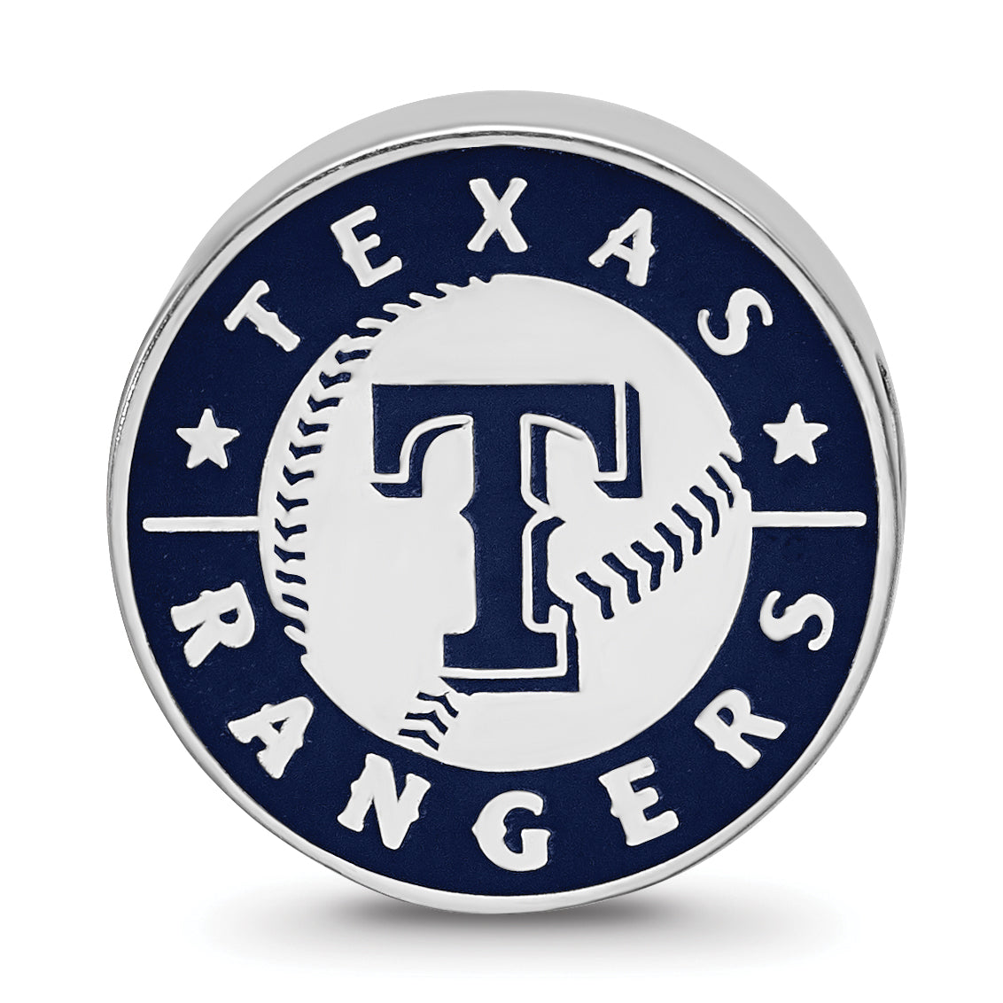 Sterling Silver Rhodium-plated MLB LogoArt Texas Rangers Enameled Bead