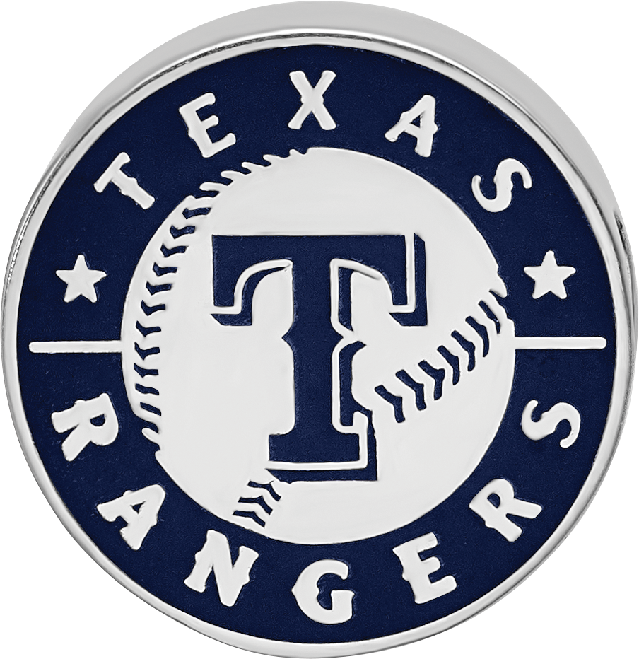 Sterling Silver Rhodium-plated MLB LogoArt Texas Rangers Enameled Bead