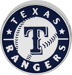 Sterling Silver Rhodium-plated MLB LogoArt Texas Rangers Enameled Bead