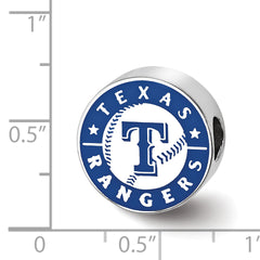 Sterling Silver Rhodium-plated MLB LogoArt Texas Rangers Enameled Bead