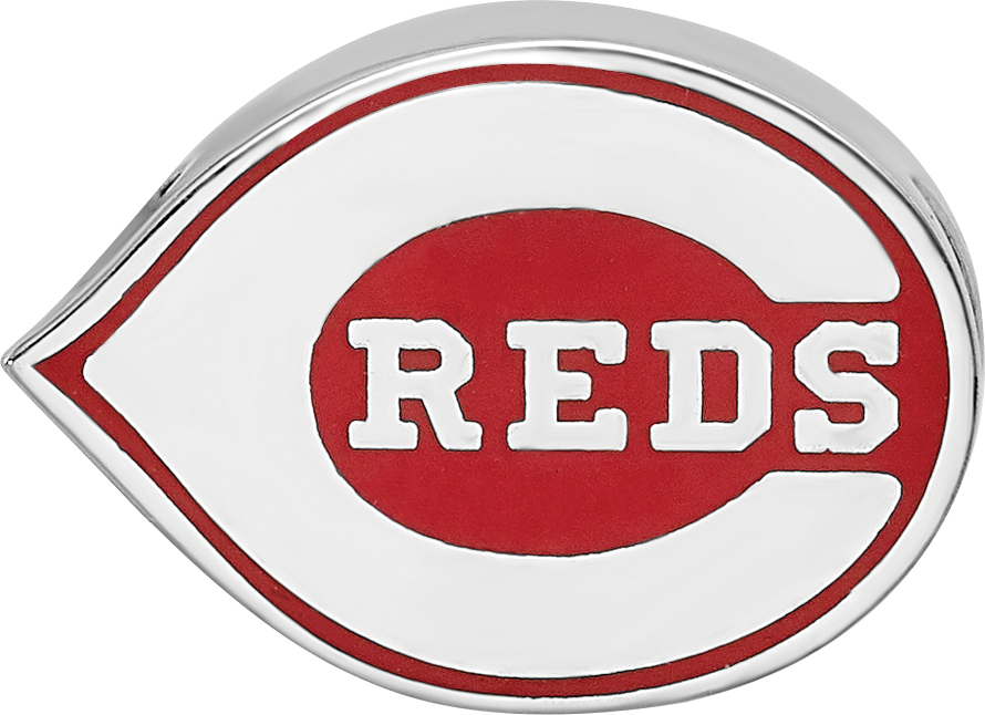 Sterling Silver Rhodium-plated MLB LogoArt Cincinnati Reds Enameled Bead