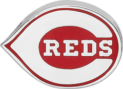 Sterling Silver Rhodium-plated MLB LogoArt Cincinnati Reds Enameled Bead