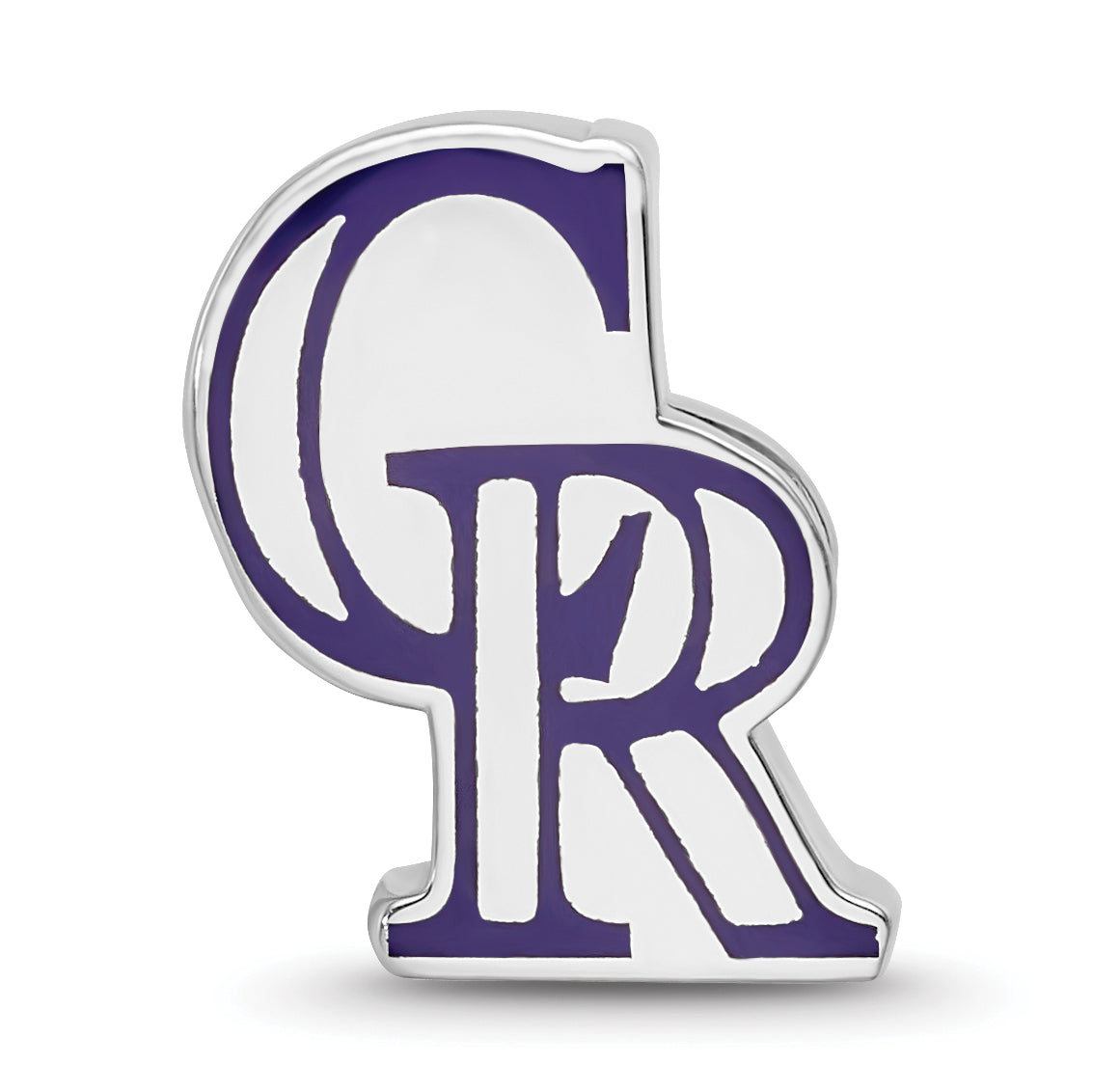 Sterling Silver Rhodium-plated MLB LogoArt Colorado Rockies Enameled Bead