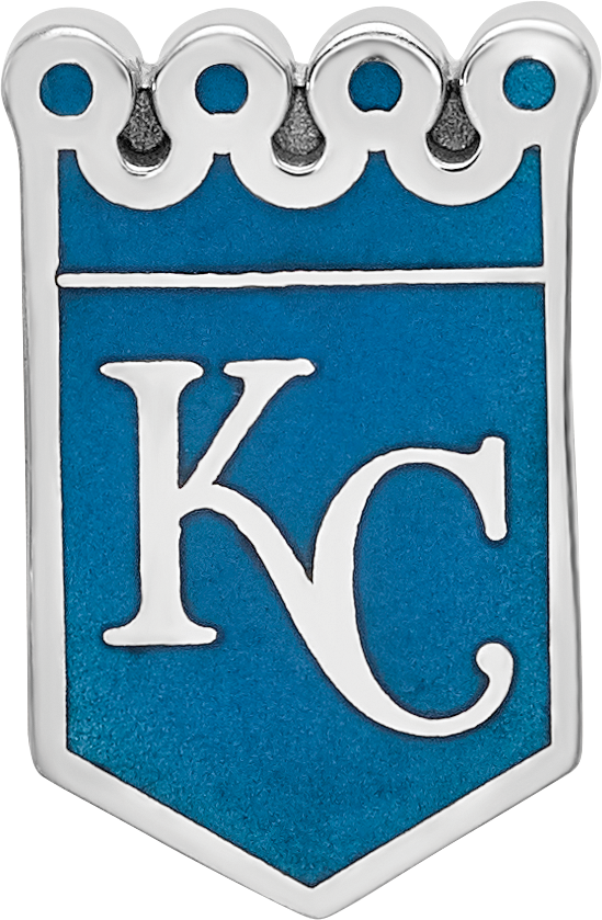 Sterling Silver Rhodium-plated MLB LogoArt Kansas City Royals K-C Crown Enameled Bead