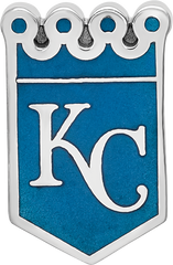 Sterling Silver Rhodium-plated MLB LogoArt Kansas City Royals K-C Crown Enameled Bead