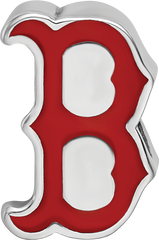 Sterling Silver Rhodium-plated MLB LogoArt Boston Red Sox Letter B Enameled Bead