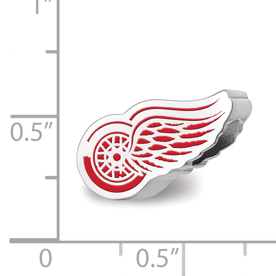 Sterling Silver Rhodium-plated NHL LogoArt Detroit Red Wings Enameled Bead