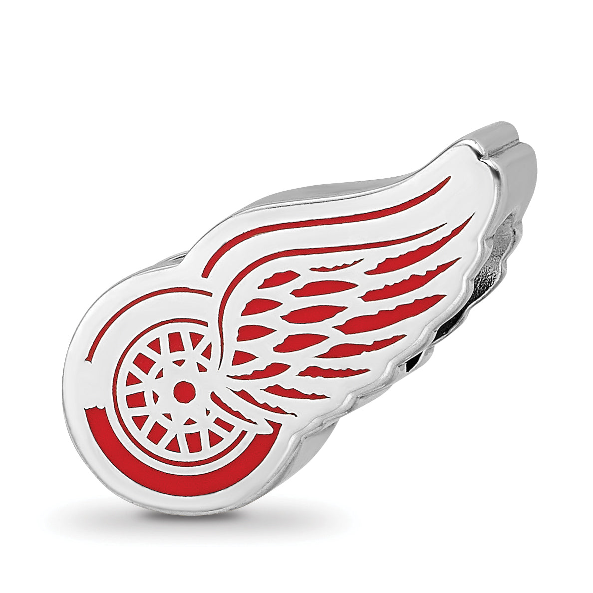 Sterling Silver Rhodium-plated NHL LogoArt Detroit Red Wings Enameled Bead