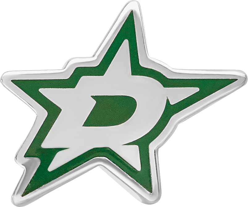 Sterling Silver Rhodium-plated NHL LogoArt Dallas Stars Enameled Bead