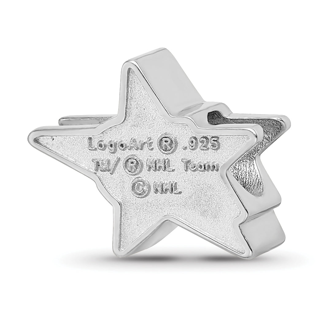 Sterling Silver Rhodium-plated NHL LogoArt Dallas Stars Enameled Bead