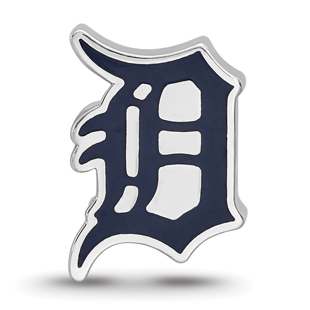 Sterling Silver Rhodium-plated MLB LogoArt Detroit Tigers Letter D Enameled Bead