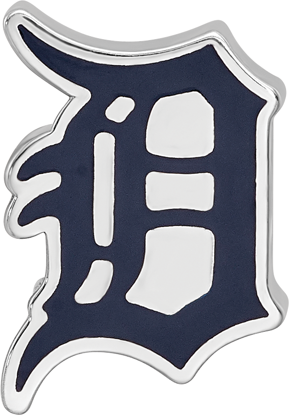 Sterling Silver Rhodium-plated MLB LogoArt Detroit Tigers Letter D Enameled Bead