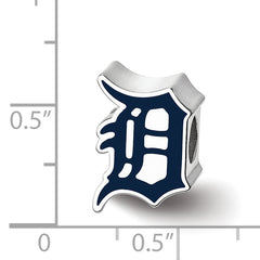 Sterling Silver Rhodium-plated MLB LogoArt Detroit Tigers Letter D Enameled Bead