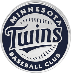 Sterling Silver Rhodium-plated MLB LogoArt Minnesota Twins Baseball Club Enameled Bead