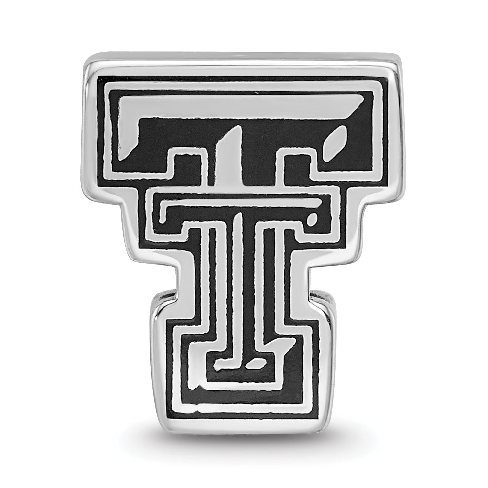 Sterling Silver Rhodium-plated LogoArt Texas Tech University T-T Enameled Logo Bead