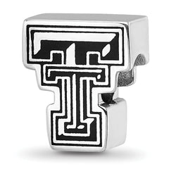 Sterling Silver Rhodium-plated LogoArt Texas Tech University T-T Enameled Logo Bead